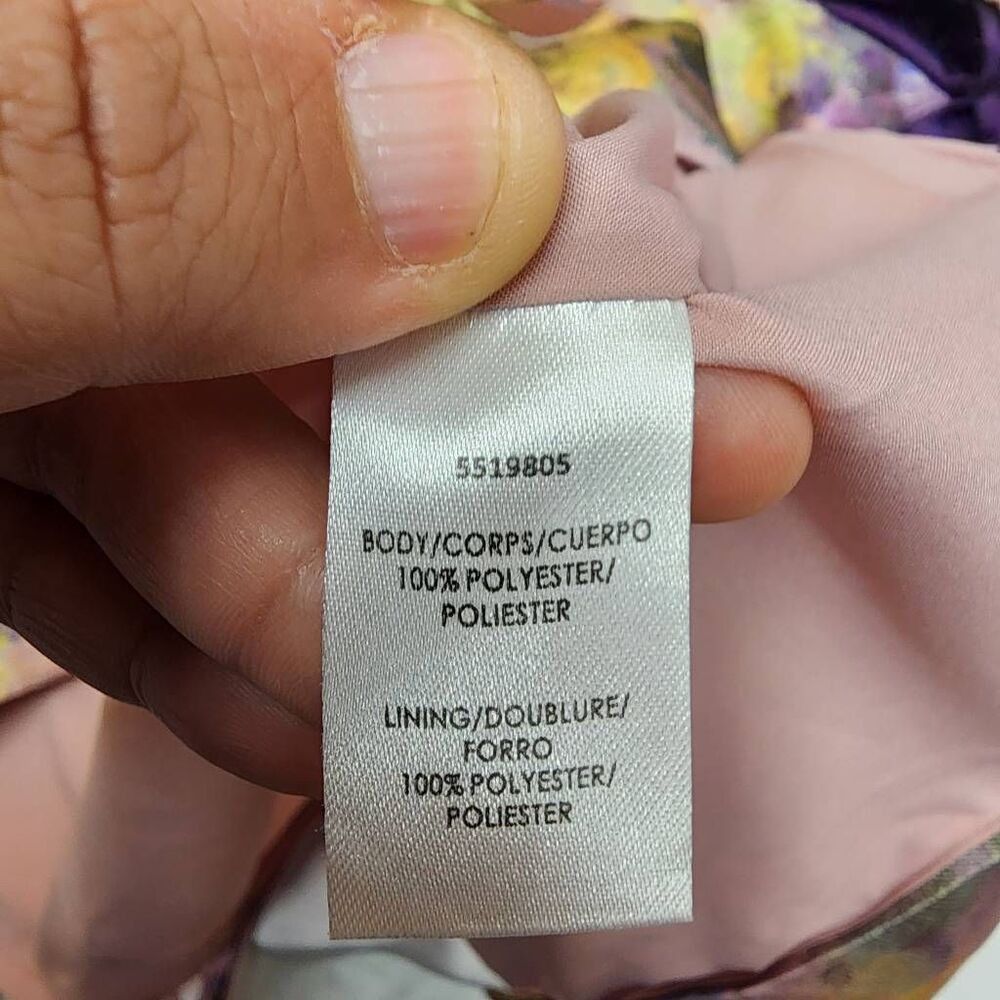 Kay Unger Cosette Column Gown Floral Sleeveless Purple Sash Dress Size 4 - Picture 8 of 10